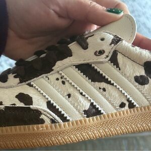 Adidas  Brown and White Cow Print Sneakers NWT